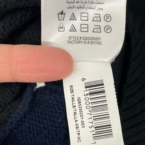 NWT‎ BCBGMaxAzria Merino Wool Black Blue High-Low Split Back Sweater Size XS - Picture 6 of 7